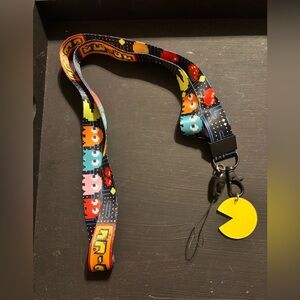 Pac-Man Themed Arcade Lanyard with Yellow Pac-Man Charm